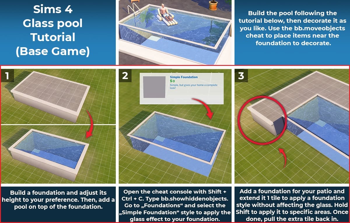 Glaspool mit transparenten Seiten aus dem Basisspiel in Die Sims 4