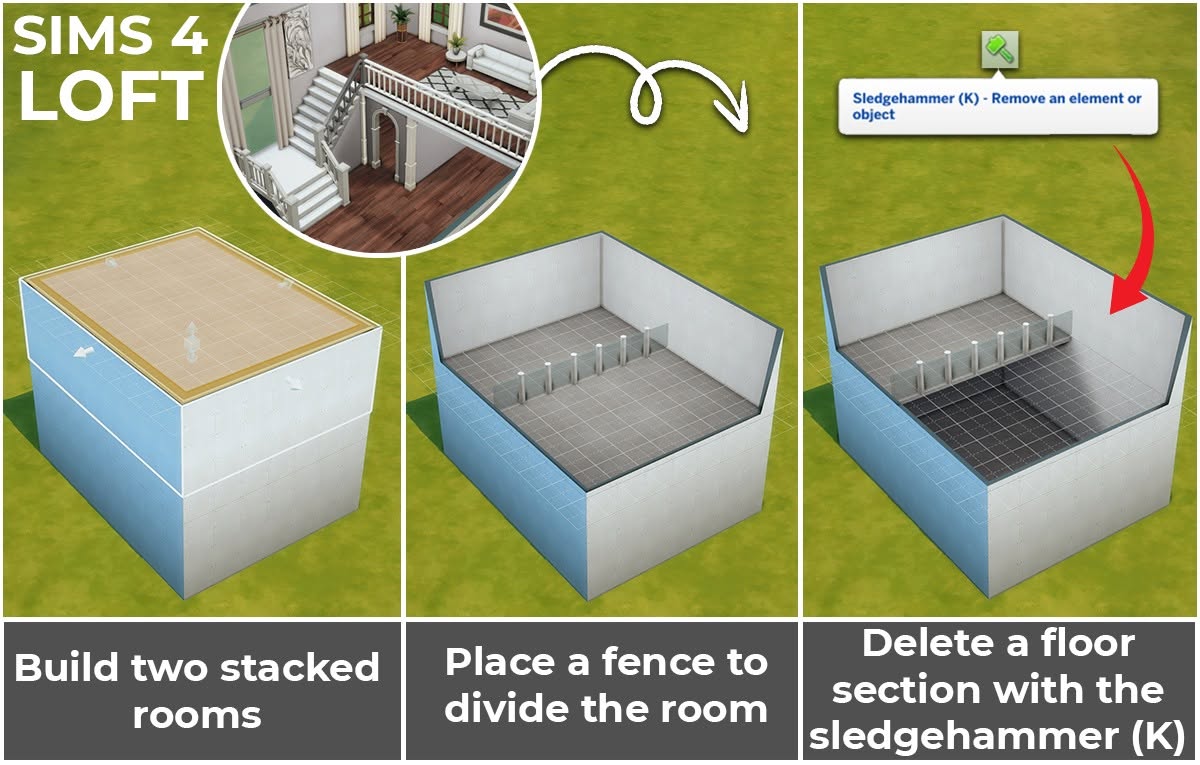 Offenes Loft mit doppelter Raumhöhe in Die Sims 4