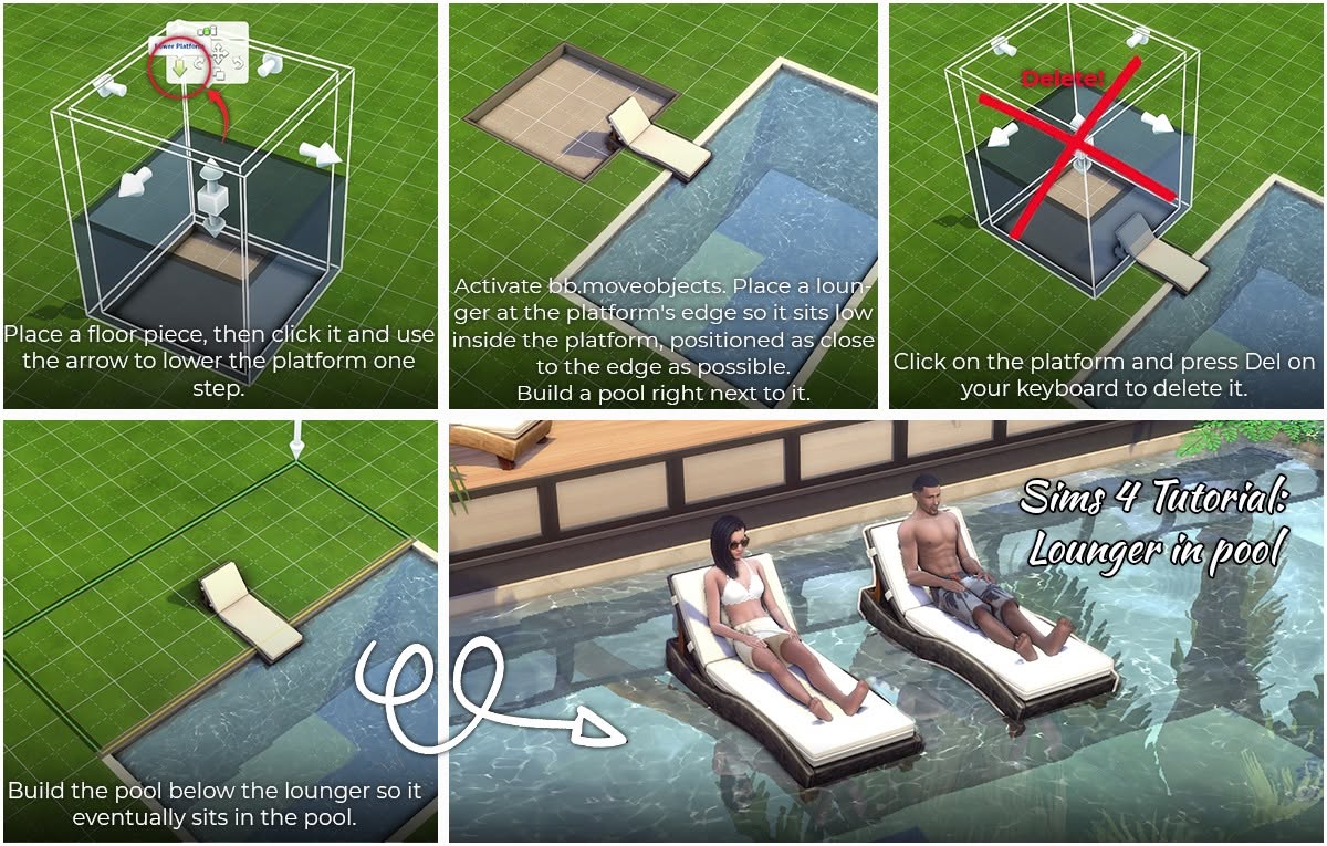 Liege im Wasser eines Pools in Die Sims 4