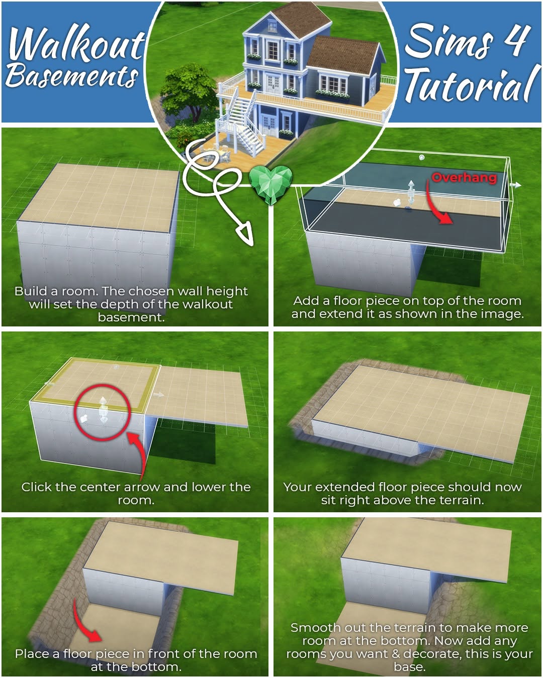 Keller mit Außenzugang in Die Sims 4 mit abgesenktem Raum und offenem Eingang